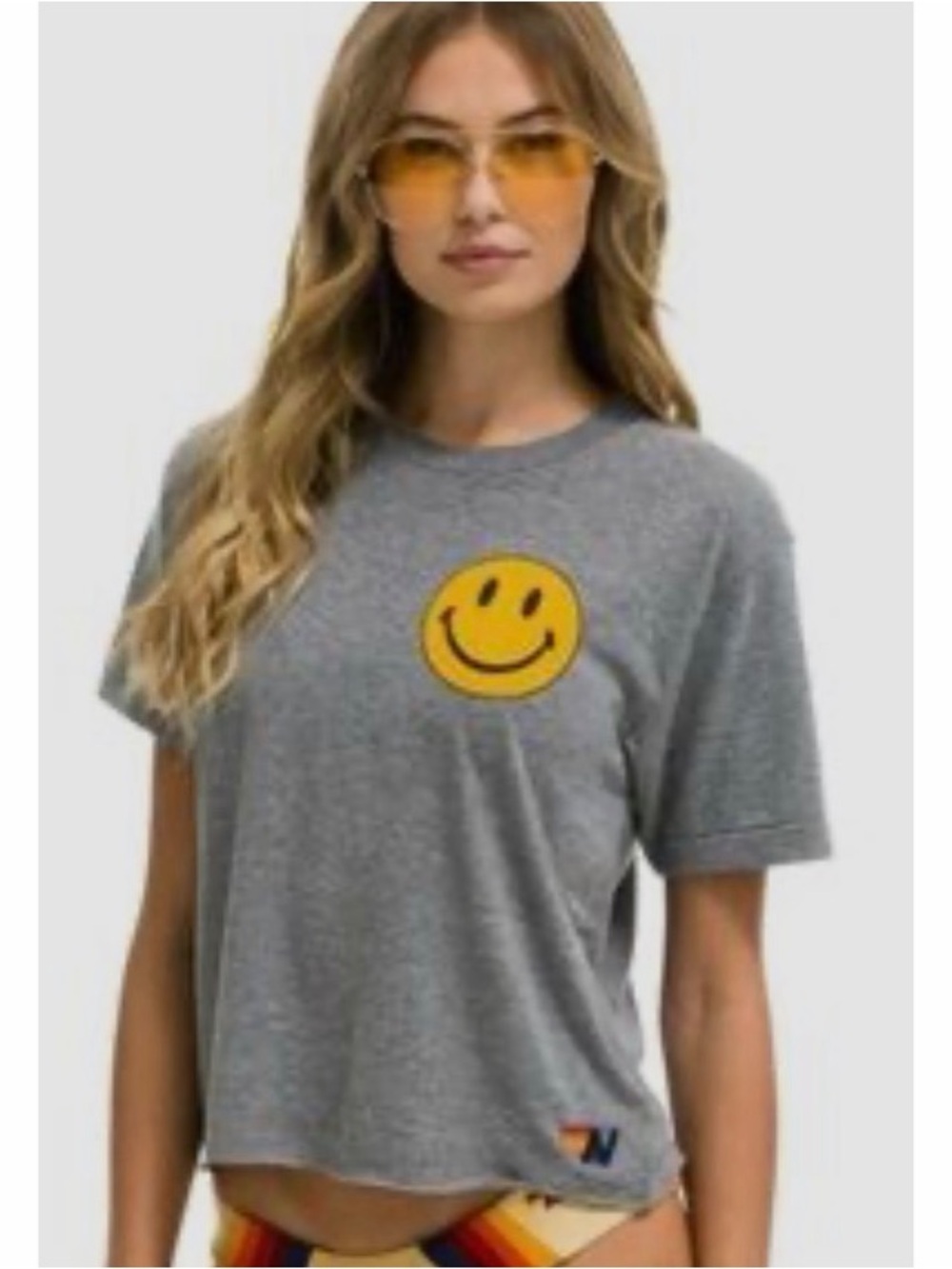 #1780 Aviator Nation Smile Embroidered Boyfriend Tee Small